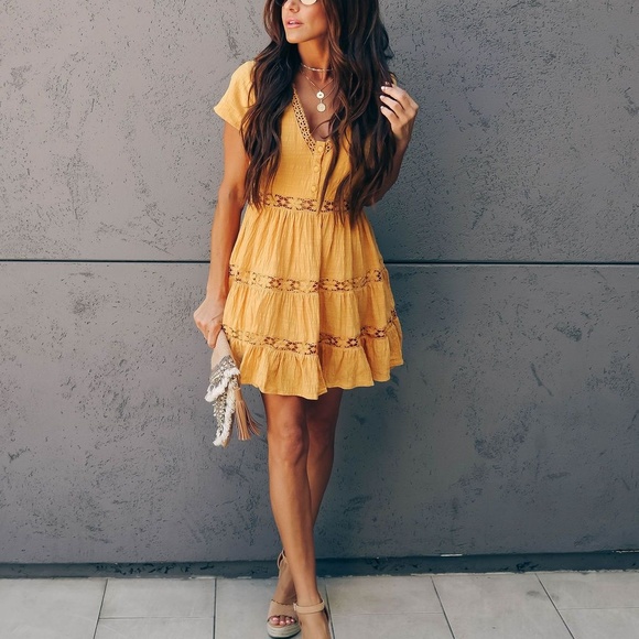 VICI WINNIE CROCHET TIERED BABYDOLL DRESS - Picture 5 of 7